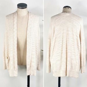 Anthropologie Womens Open Front Dolman Cardigan Sweater Small Cream V Back Neck